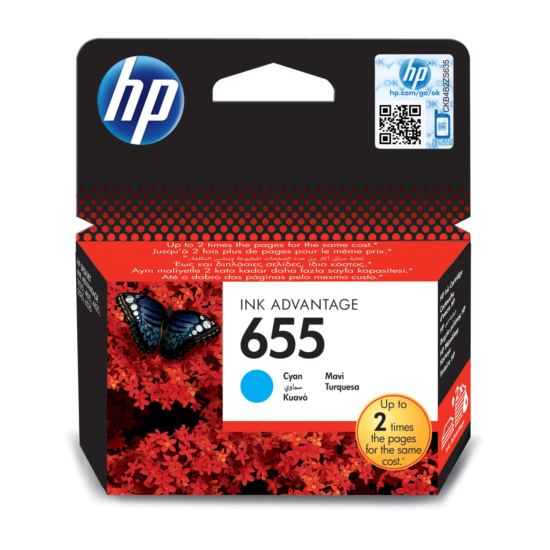 HP 655 - Cyan - Original - Tintenpatrone - für Deskjet Ink Advantage 3525, Ink Advantage 46XX, Ink Advantage 5525, Ink Advantage 6525