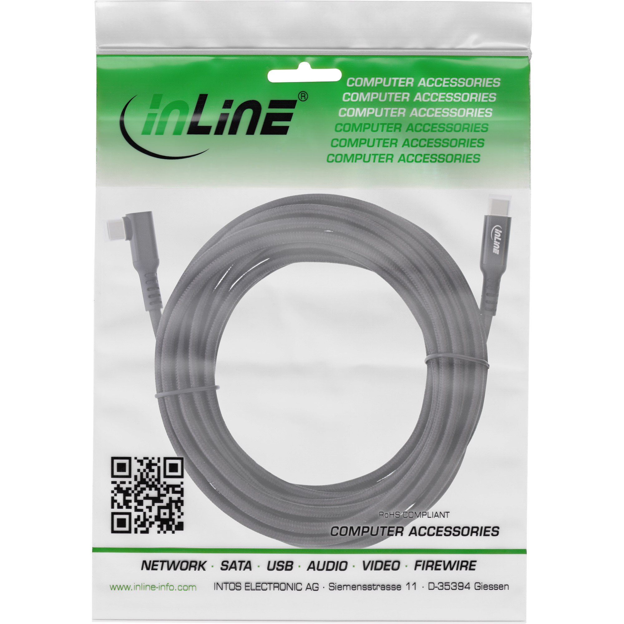 InLine USB 3.2 Gen.1 Kabel USB-C Stecker/Stecker gewinkelt für VR schwarz - Kabel - Digital/Daten