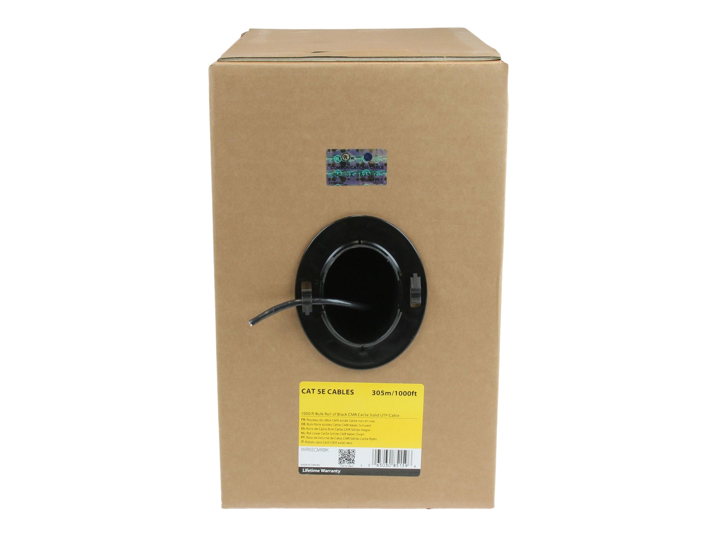 StarTech.com 1000 ft Bulk Roll of Black CMR Cat5e Solid UTP Riser Cable - Cat 5e Riser Cable - Cat.5