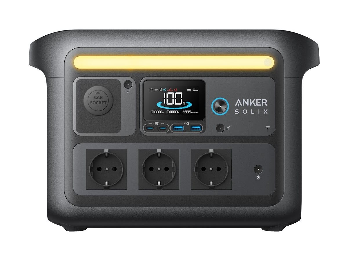 Anker SOLIX C800X - Tragbares kraftwerk - Wechselstrom 220-240 V - 1600 Watt - 1-phasig - Lithiumeisenphosphat - 768 Wh - Wi-Fi, Bluetooth - Ausgangsanschlüsse: 8