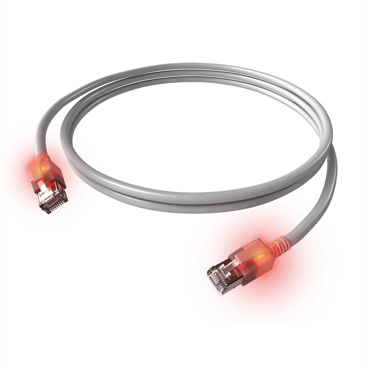 EasyLan saCon DualBoot LED Patchkabel S/FTP grau 1.50m Kat.6A - Netzwerk - FTP