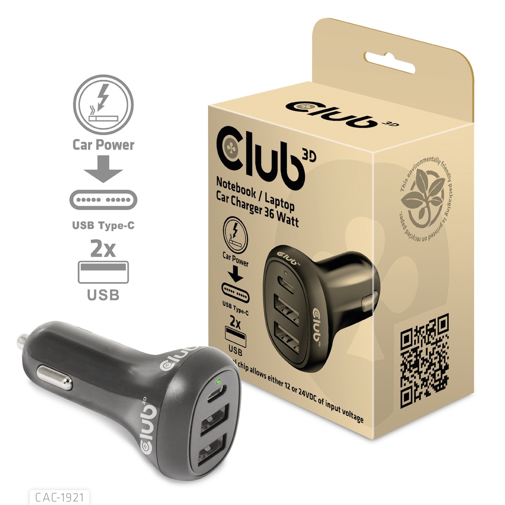 Club 3D CAC-1921 - Auto-Netzteil - 12 - 24 V