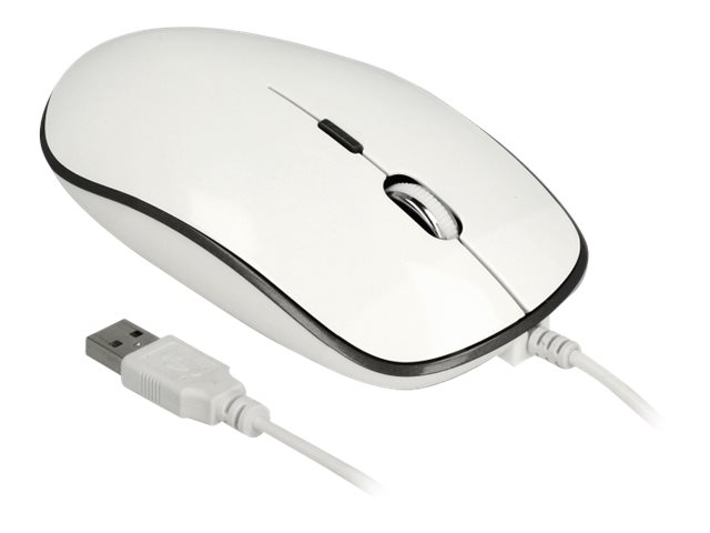 Delock - Maus - rechts- und linkshändig - optisch - 4 Tasten - kabelgebunden - USB - Anthrazit, Glossy White - retail