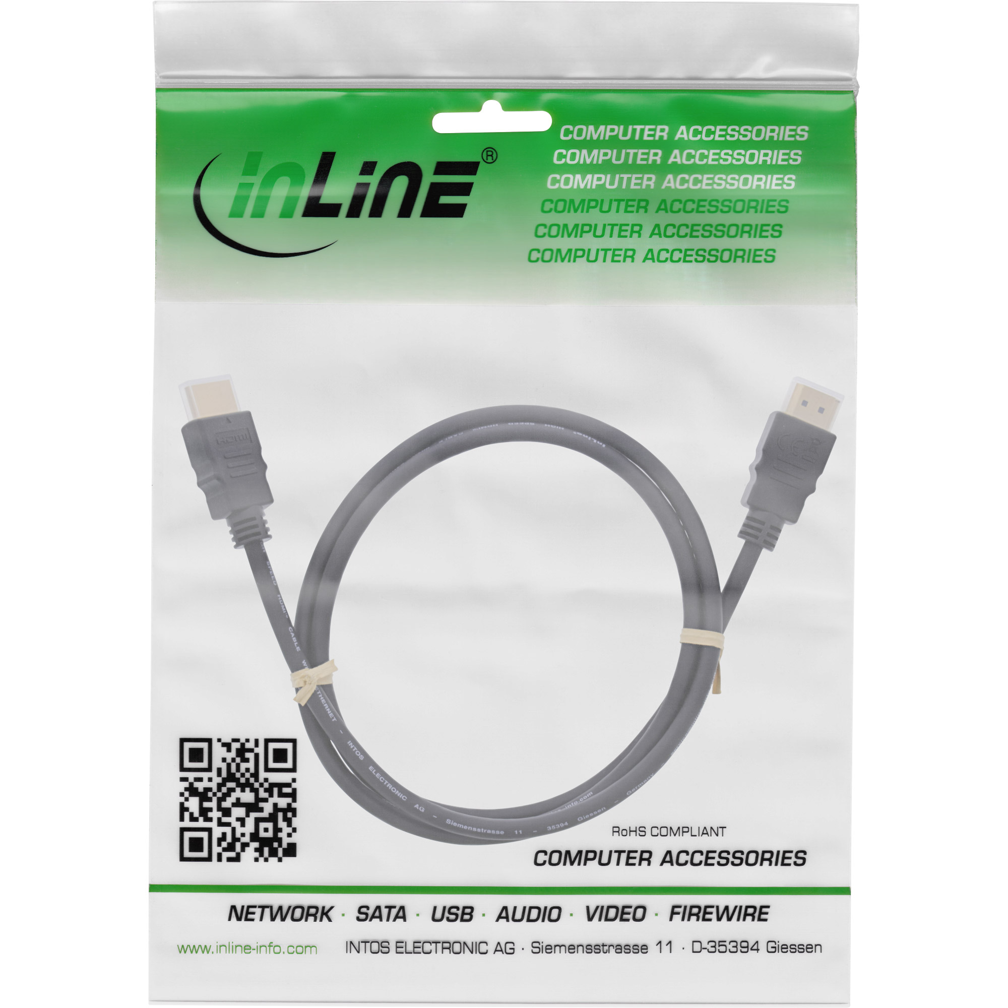 InLine HDMI Kabel - HDMI-High Speed mit Ethernet - St/St - schwarz - 10m