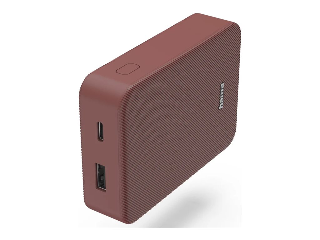 Hama Colour 10 - Powerbank - 10000 mAh - 37 Wh - 3 A - Fast Charge - 2 Ausgabeanschlussstellen (USB, 24 pin USB-C) - auf Kabel: USB-C - Rot