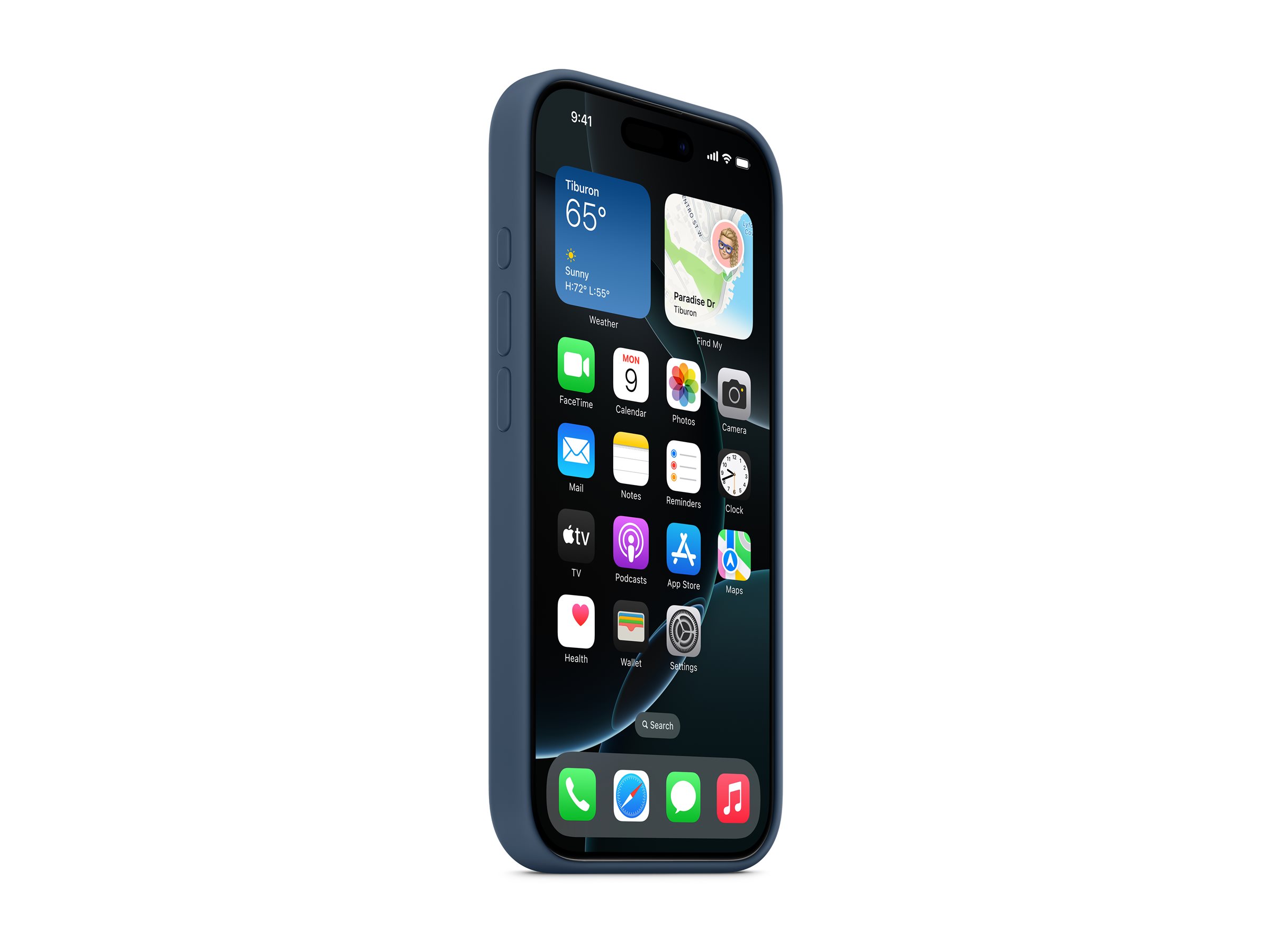 Apple - Hintere Abdeckung für Mobiltelefon - kompatibel mit MagSafe - Silikon - Denim - für iPhone 16 Pro