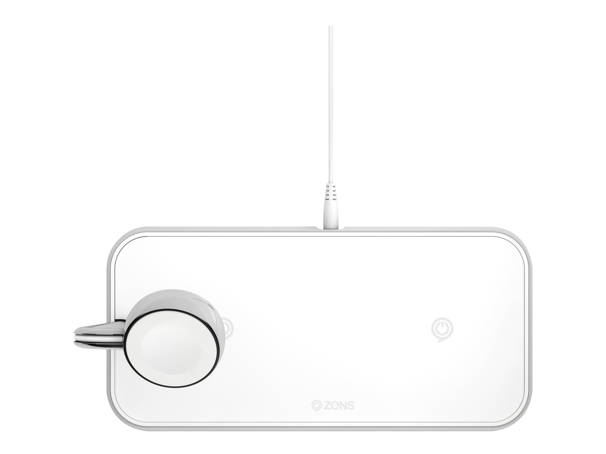 ZENS Dual+Watch Aluminium Wireless Charger - Induktive Ladematte + AC-Netzteil - 20 Watt - Apple Fast Charge, FC - weiß - für Apple Watch