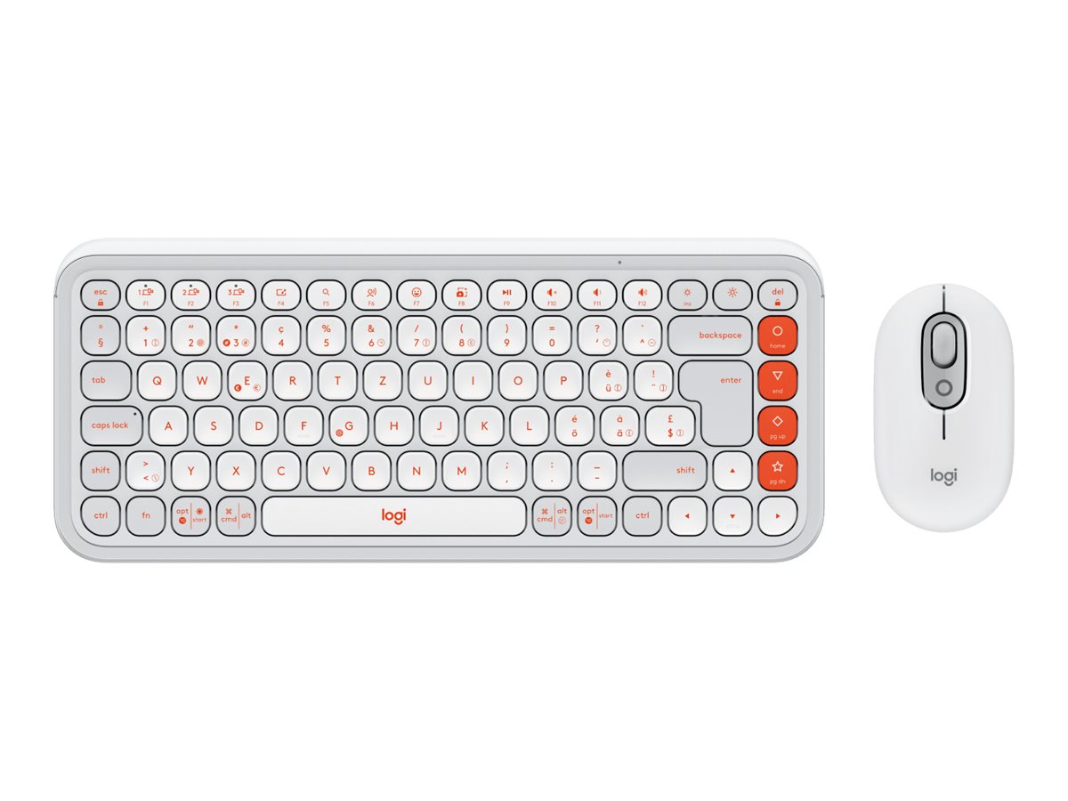 Logitech POP Icon Combo - Tastatur-und-Maus-Set - kabellos - Bluetooth LE - QWERTZ - Schweiz - Off-White, orange
