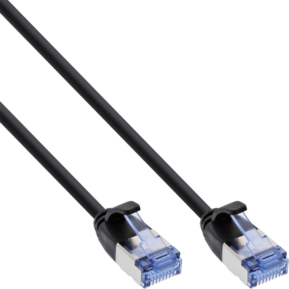 InLine Slim - Patch-Kabel - RJ-45 (M) zu RJ-45 (M) - 10 m - U/FTP, PiMF - CAT 6a - geformt, rund, ohne Haken - Schwarz