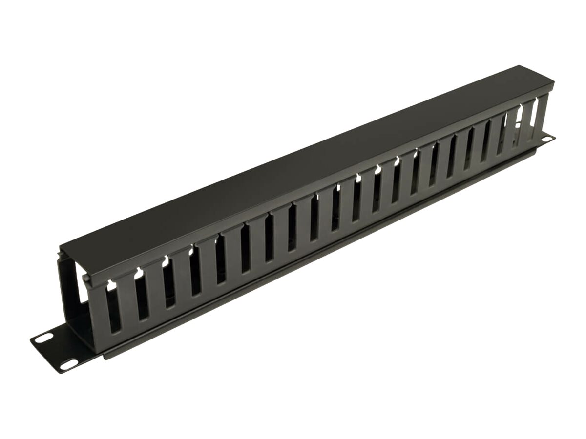 Eaton Tripp Lite Series Rack Enclosure Horizontal Cable Manager (finger duct) 1URM - Rack Kabelmanagement-Kabelkanal mit Abdeckung - Schwarz - 1U - 48.3 cm (19")
