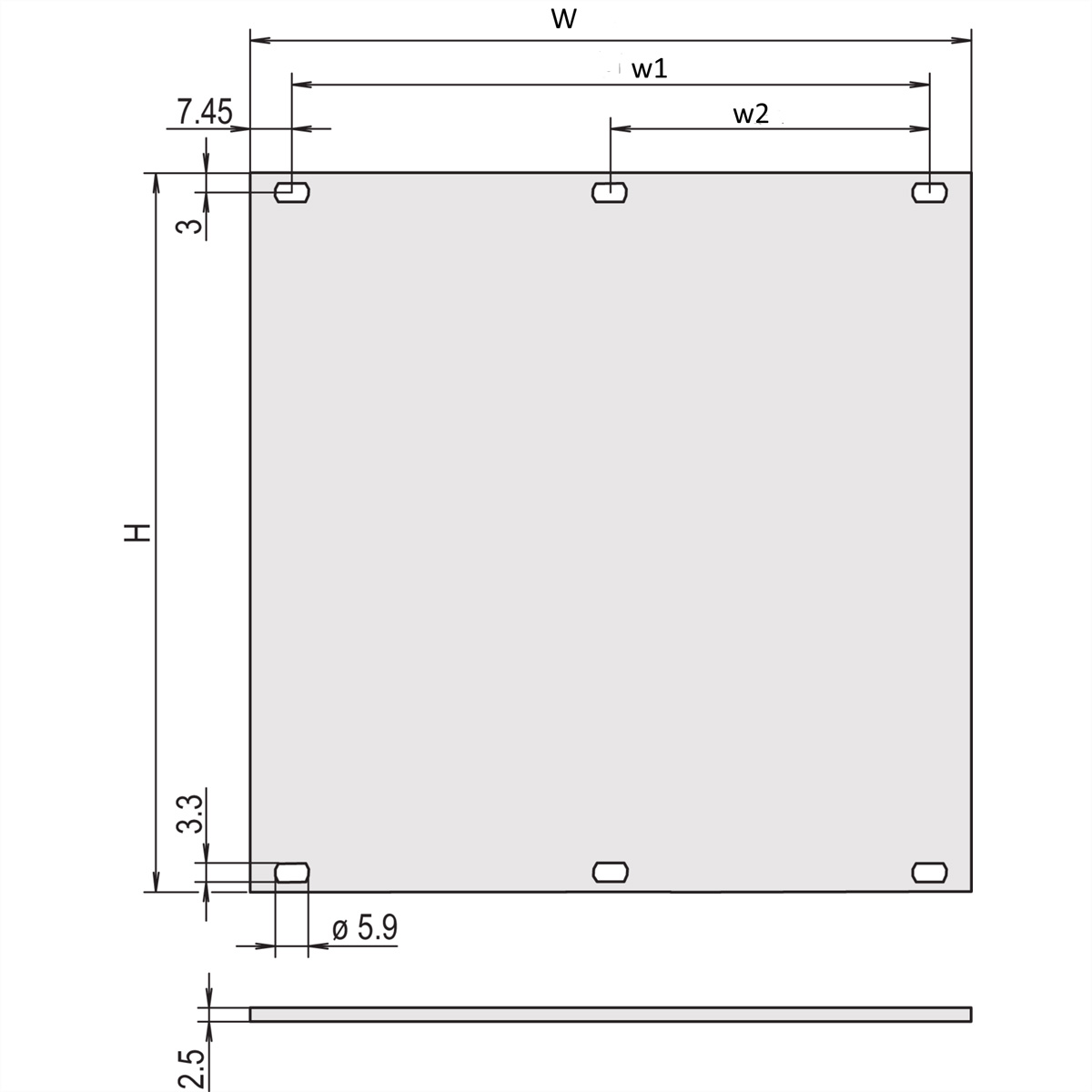 SCHROFF Rackpaneel - Vorderseite - 3U