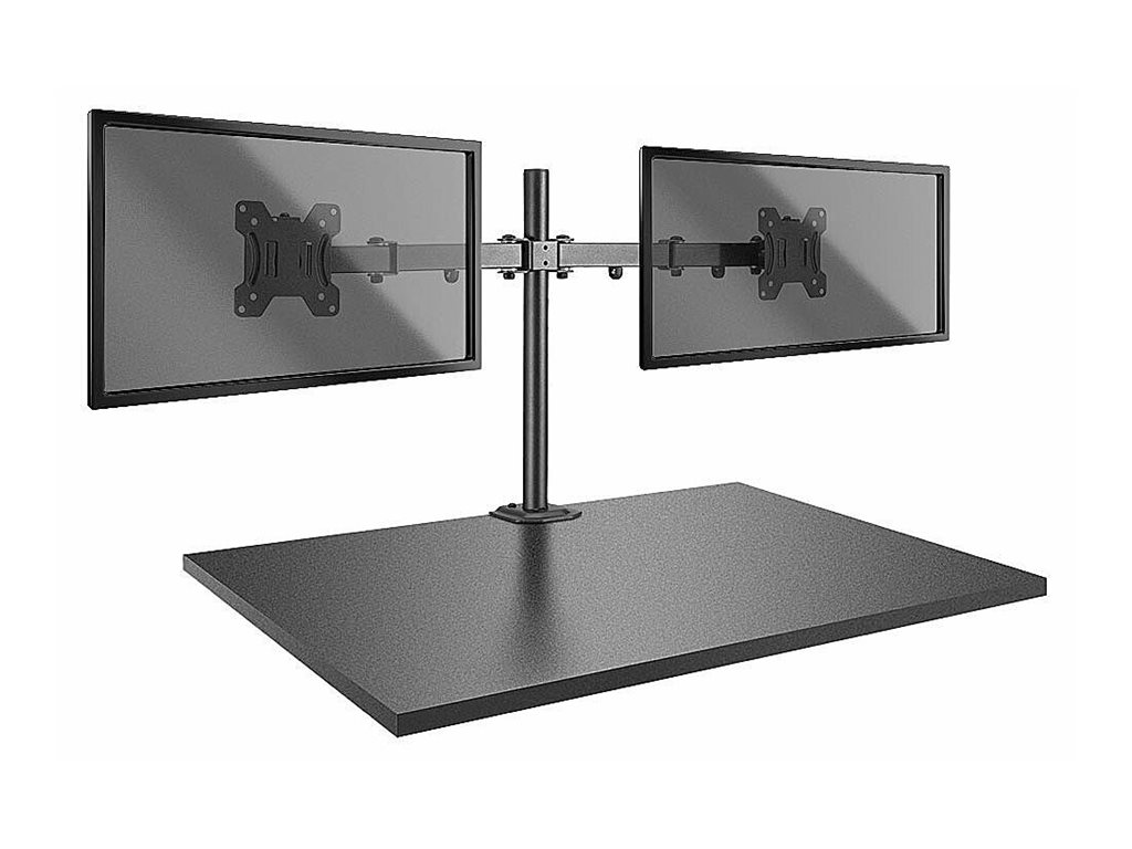 Lindy Dual Display Bracket w/ Pole & Desk Clamp - Befestigungskit - einstellbarer Arm - für 2 Monitore - Stahl - Schwarz - Bildschirmgröße: 43.2-71 cm (17"-28") - Tischmontage