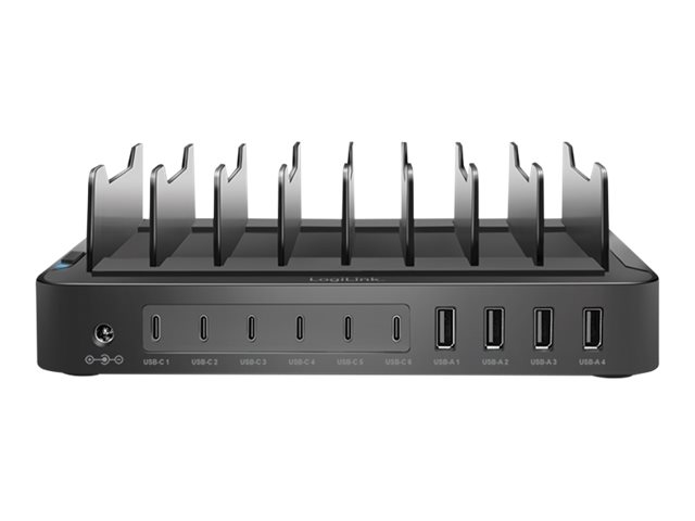 LogiLink Ladestation 10-Port 120W 4xUSB-A&6xUSB-C PD&QC 3.0.120W black