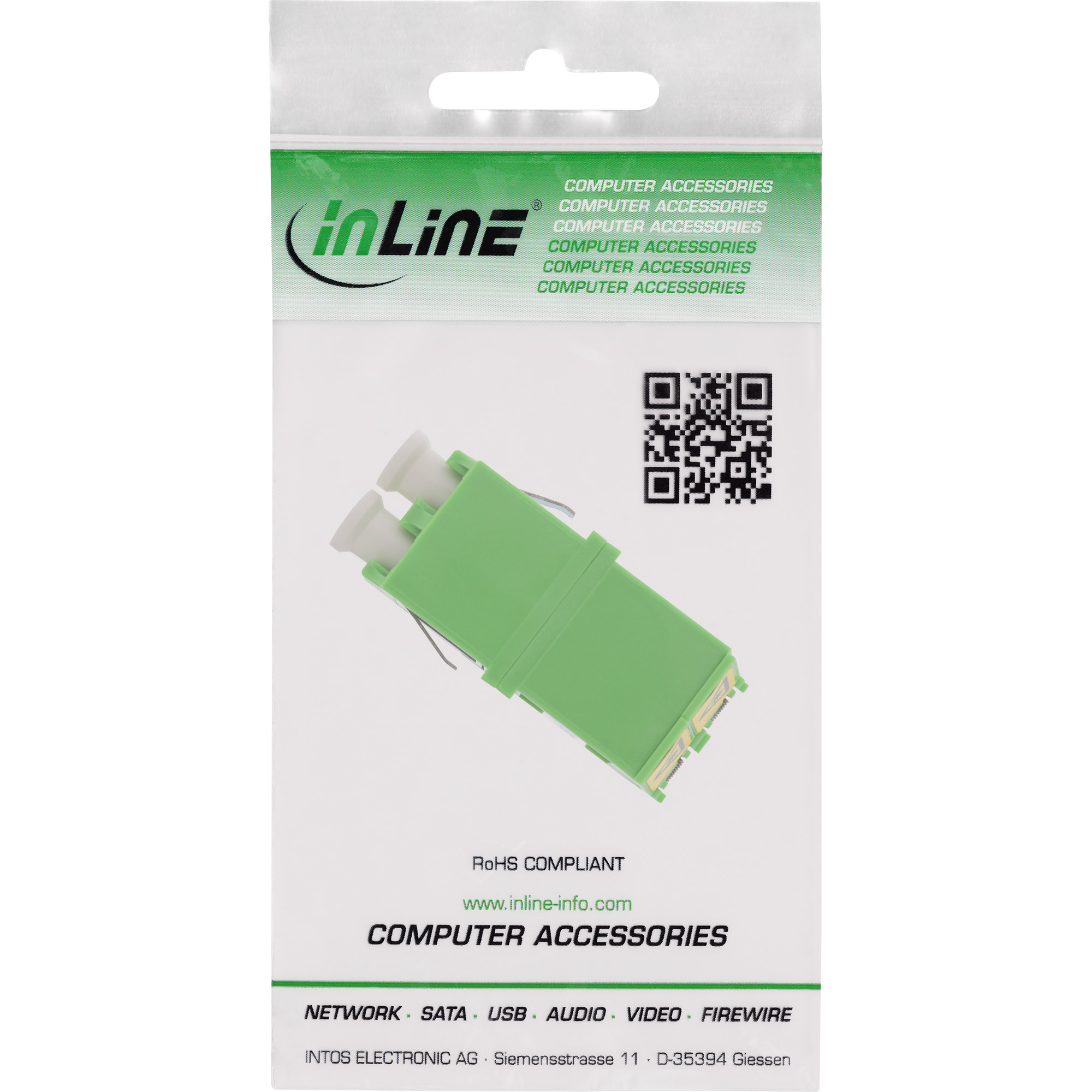 InLine LWL Kupplung Duplex LC/LC singlemode gruen mit Shutter