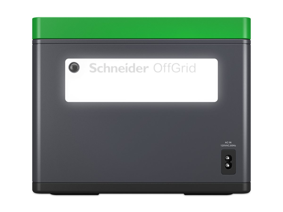 Schneider OffGrid 500 - Tragbares kraftwerk - LCD, Lithium-Ionen, 2 CEE 7/3 Schuko-Steckdosen, Sinuswelle, 3 USB-A, 2 USB-C, kabelloses Ladegerät - AC 195 - 265 / DC 12 -30 V - 500 Watt - Lithium-Ionen - 517 Wh - Ausgangsanschlüsse: 2 - Schwarz, grün
