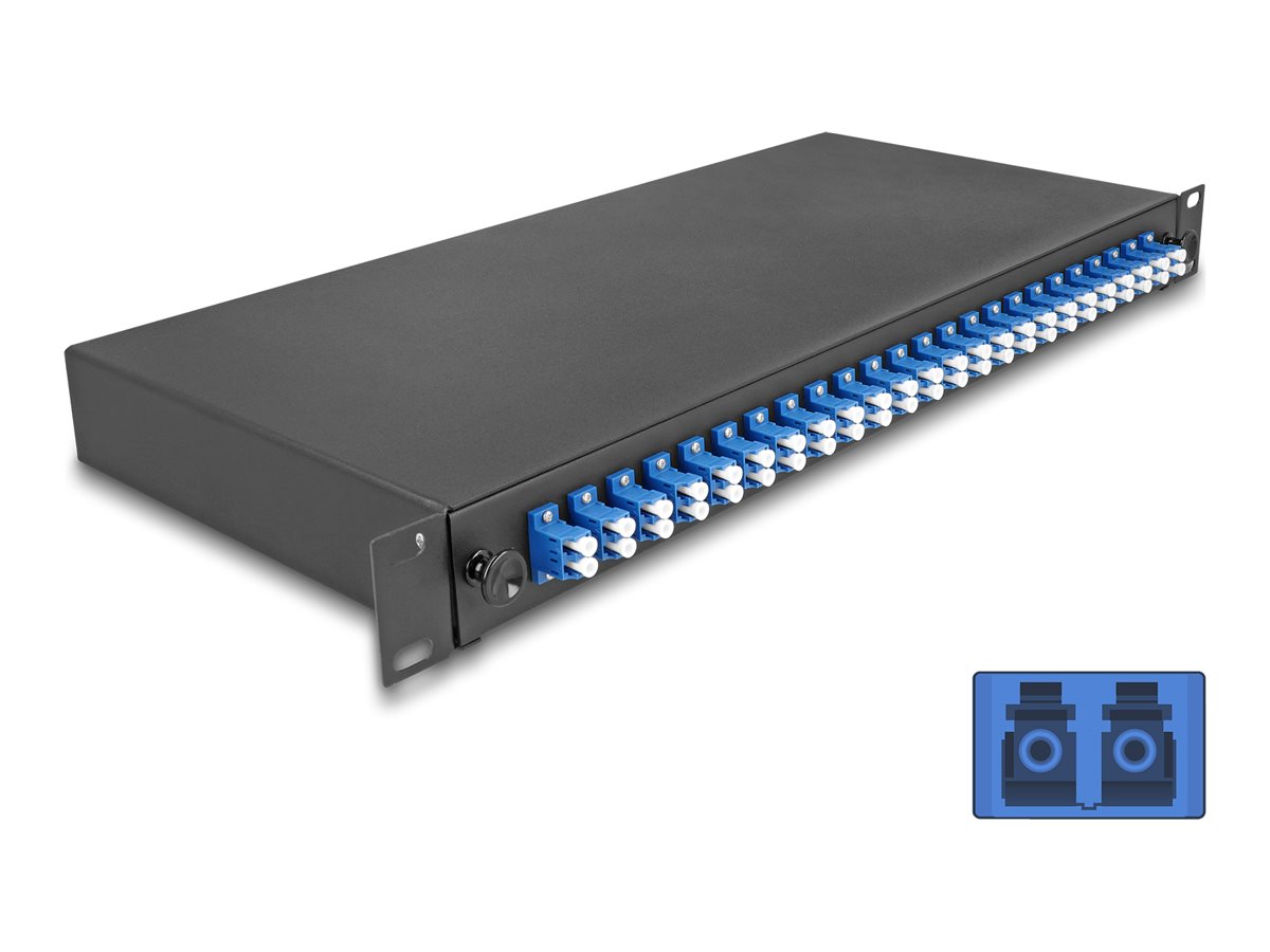 Delock Glasfaserkabelkiste - OS2, komplett montiert - Vorderseite - Rack montierbar - LC Dupl