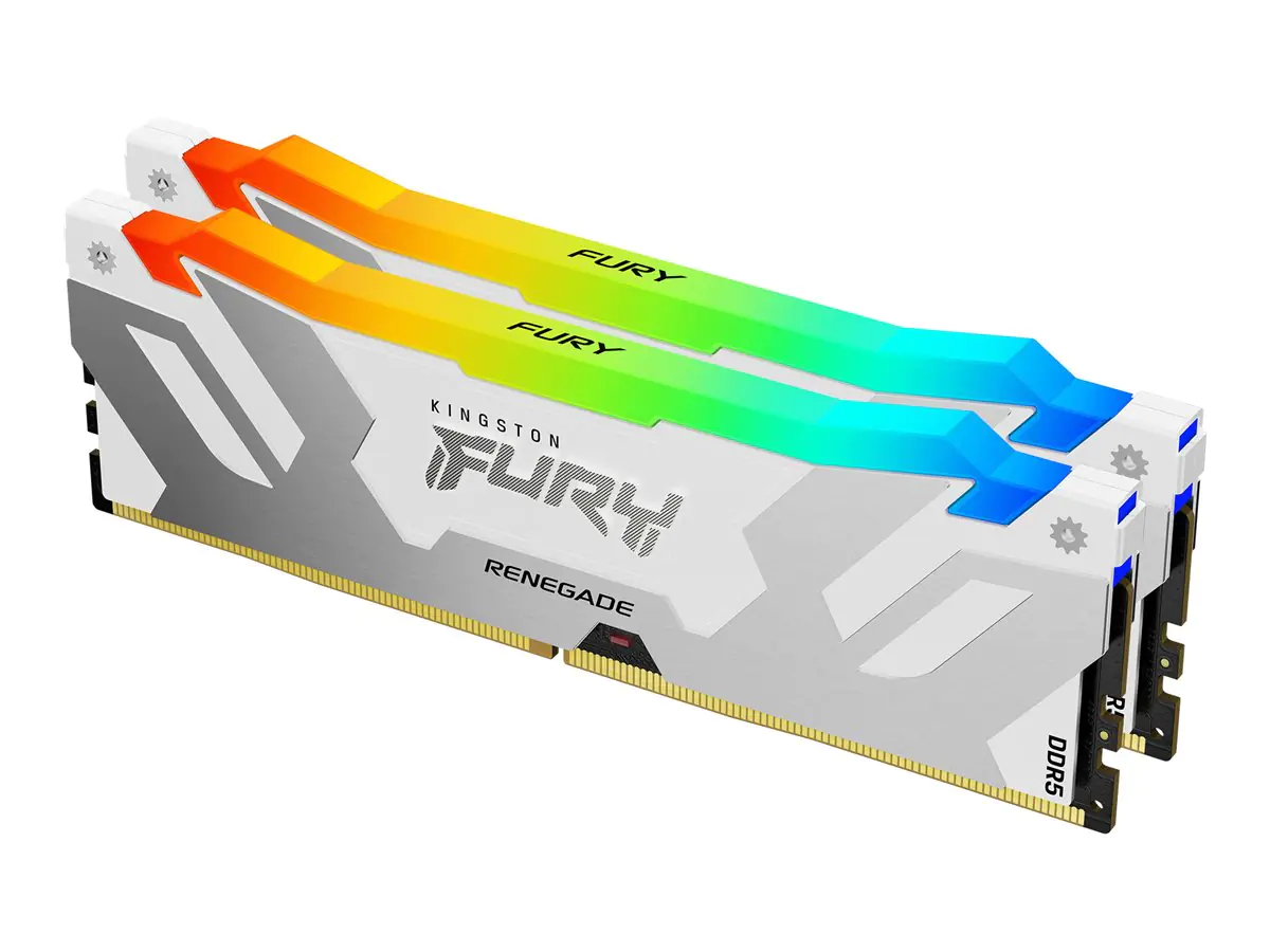 Kingston FURY Renegade RGB - DDR5 - Kit - 32 GB: 2 x 16 GB - DIMM 288-PIN - 7600 MT/s / PC5-60800 - CL38 - 1.45 V - ungepuffert - on-die ECC - Weiß & Silber