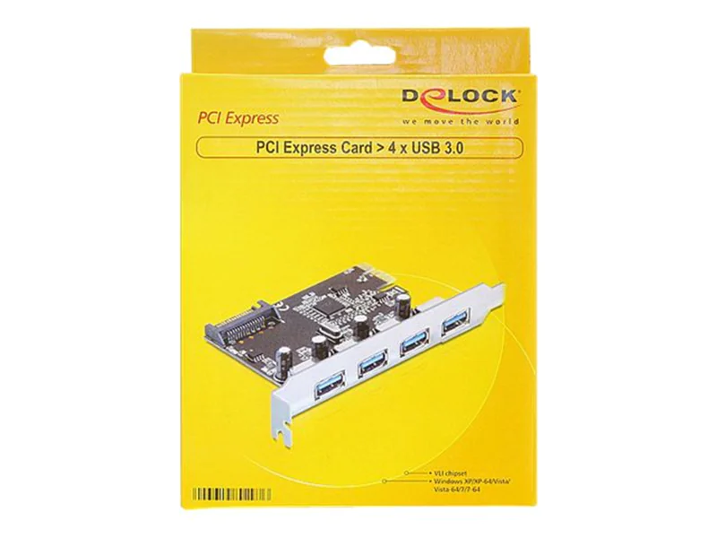 DeLock PCI Express Card > 4 x USB 3.0 - USB-Adapter - PCIe 2.0 - USB 3.0 x 4