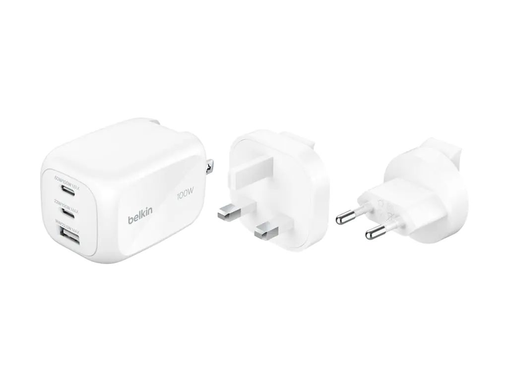 Belkin BoostCharge Pro - Netzteil - GaN - 100 Watt - PD 3.1/PPS - 3 Ausgabeanschlussstellen (2 x