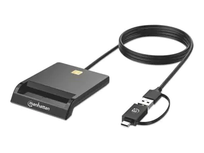 Manhattan SmartCard-Leser - USB-C, USB-A - Schwarz 102759