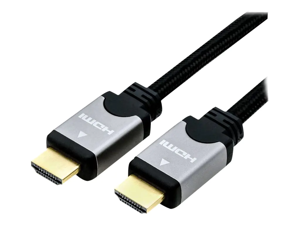 Roline High Speed - HDMI mit Ethernetkabel - HDMI (M) bis HDMI (M) - 5 m - Doppelisolierung - Schwarz/Silber