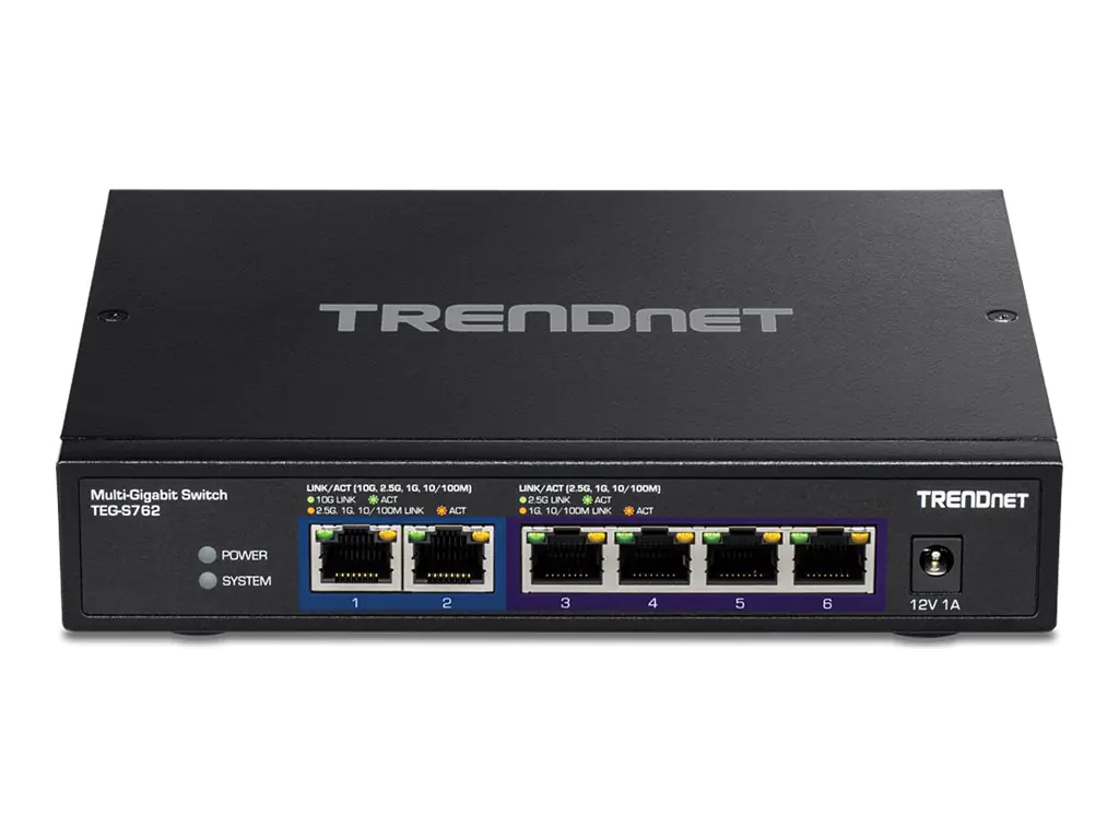 TRENDnet TEG-S762 - Switch - unmanaged - 2 x 10GBase-T + 4 x 2.5GBase-T - Desktop, wandmontierbar - TAA-konform