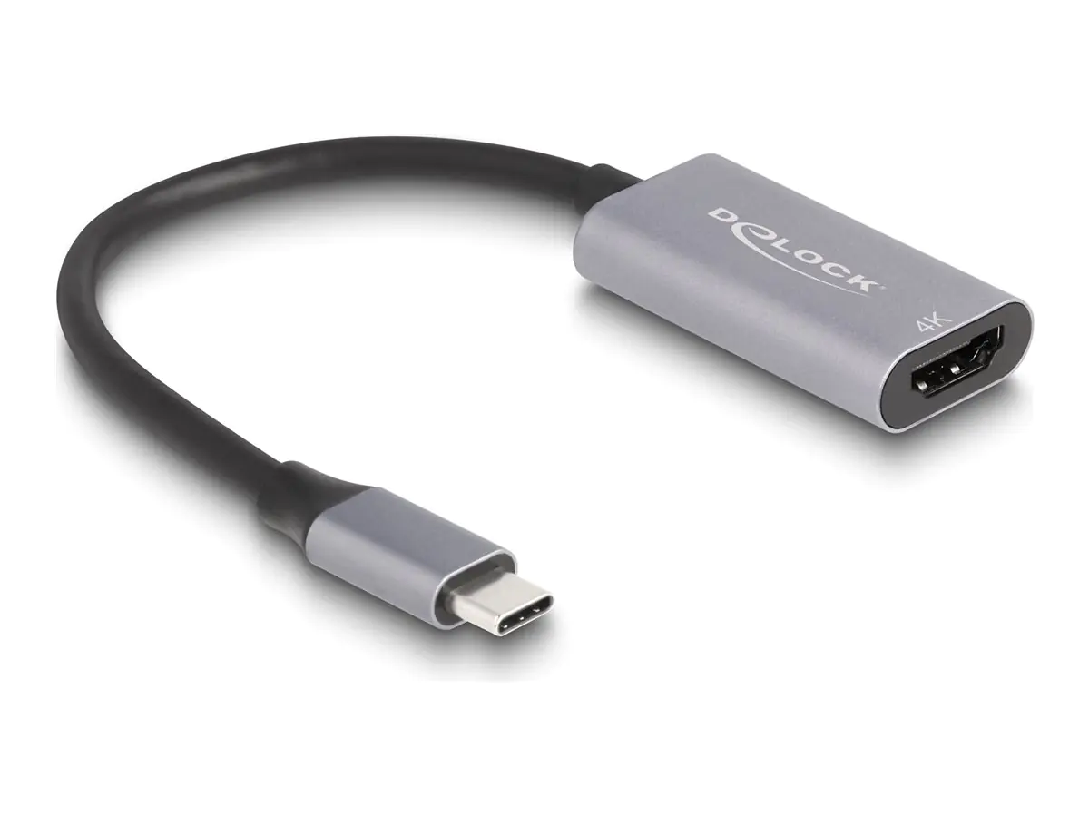Delock Highspeed - Videoadapter - 24 pin USB-C männlich zu HDMI weiblich - 15 cm - Grau/Schwarz -