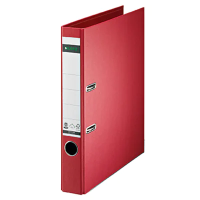 Leitz Ordner 50mm DIN A4 Rückenschild: geklebt Werkstoff: Pappe Material außen: Papier Material innen: Papier rot