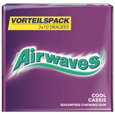 AIRWAVES® Kaugummi Cool Cassis 3 x 10 St./Pack.