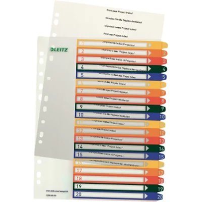 Leitz Register 12960000 A4 PP-Folie PC-beschriftbar 1-20 tr