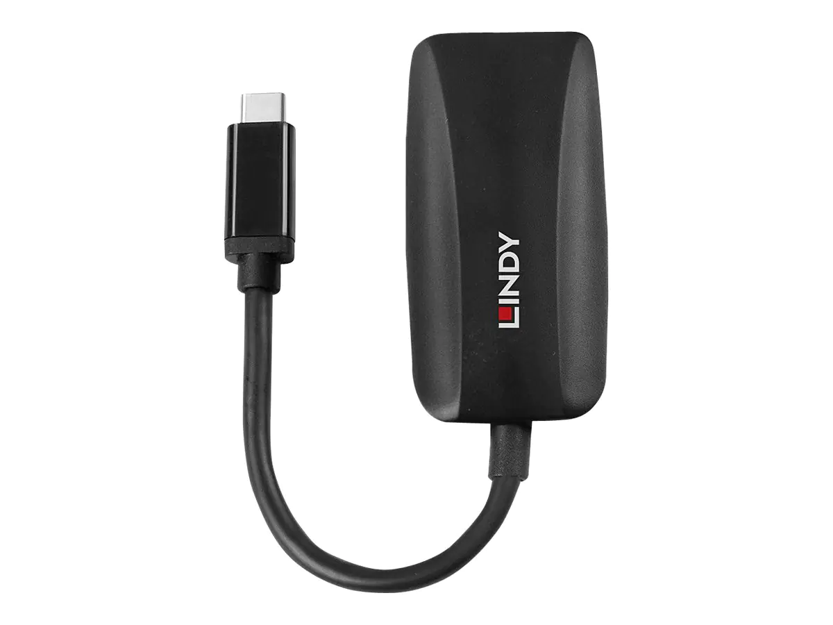 Lindy - Videoadapter - 24 pin USB-C (M) zu DisplayPort (W) - DisplayPort 1.4 - 13 cm - unterstützt 8K 60 Hz (7680 x 4320), unterstützt 4K 120 Hz (3840 x 2160) - Schwarz