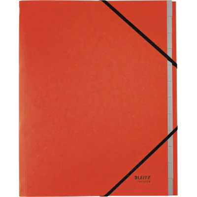 Leitz Ordnungsmappe Recycle DIN A4 275g/m² Karton, 100 % recycelt Farbe: rot Farbe des Fächerblocks: grau 12 Fächer