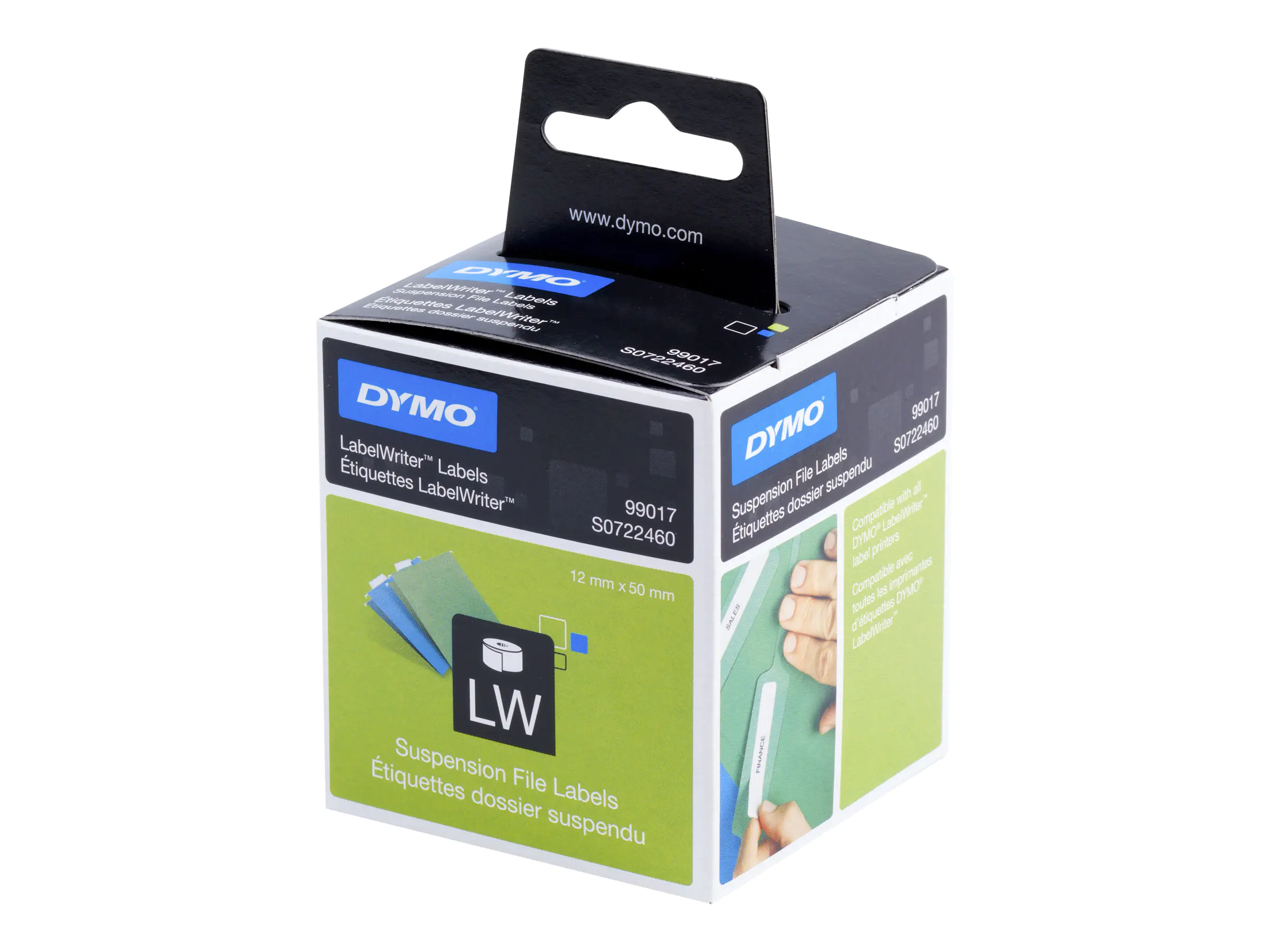 DYMO LabelWriter - Weiß - 50 x 12 mm 220 Etikett(en) (1 Rolle(n) x 220) Hängeordneretiketten - für DYMO LabelWriter 310, 315, 320, 330, 400, 450, 4XL, SE450, Wireless