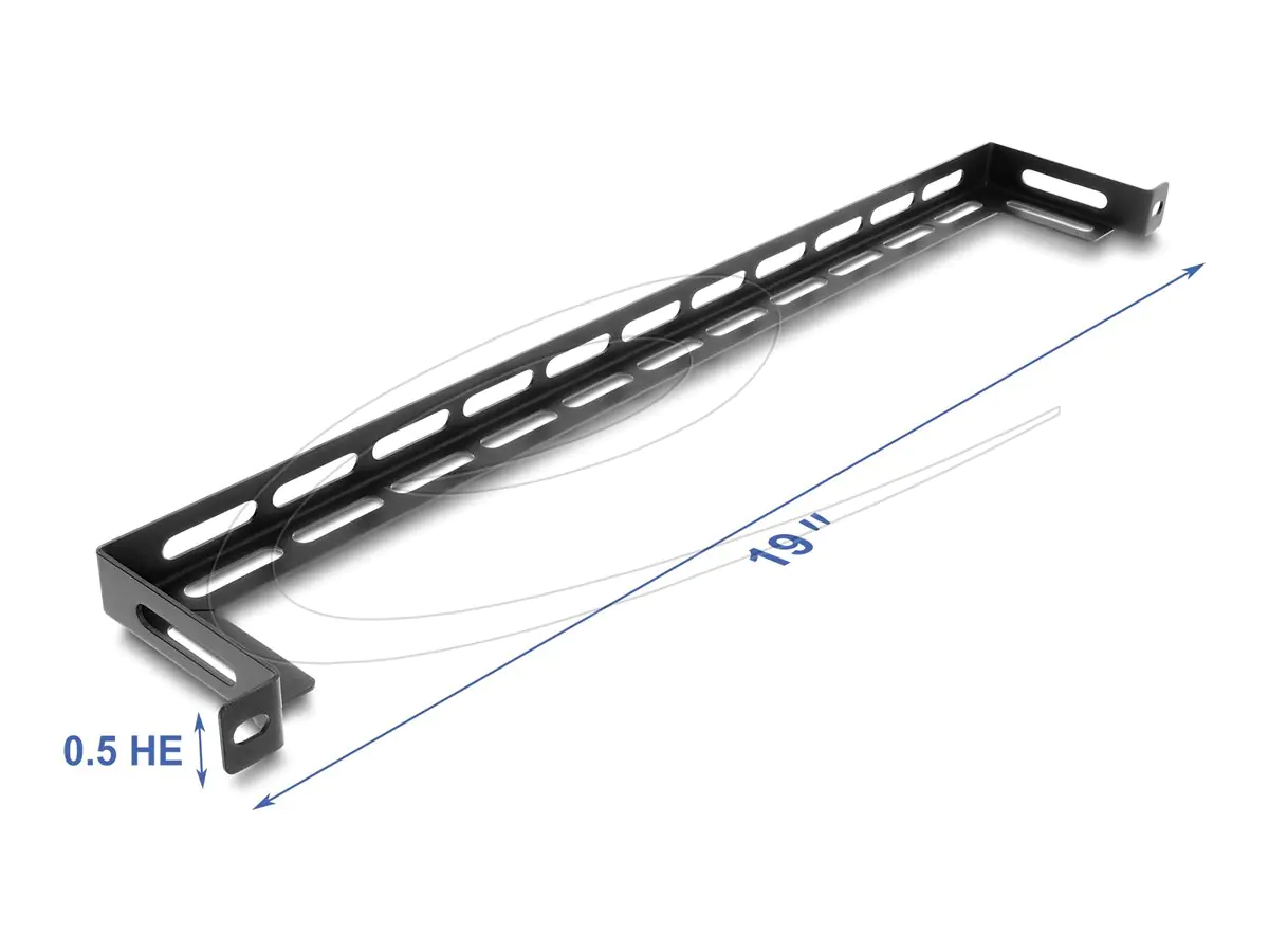 Delock Kabelführungsplatte für Schaltschrank - L-förmig, 80 mm, mit Kabelbinderbefestigung - Schwarz - 0.5U - 48.3 cm (19") 67462