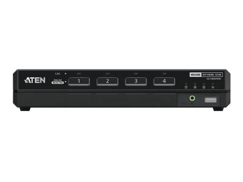 ATEN CS1184DPH4 - KVM-/Audio-Switch - 5K, DisplayPort/HDMI Single/Dual Display, Universal, Secure