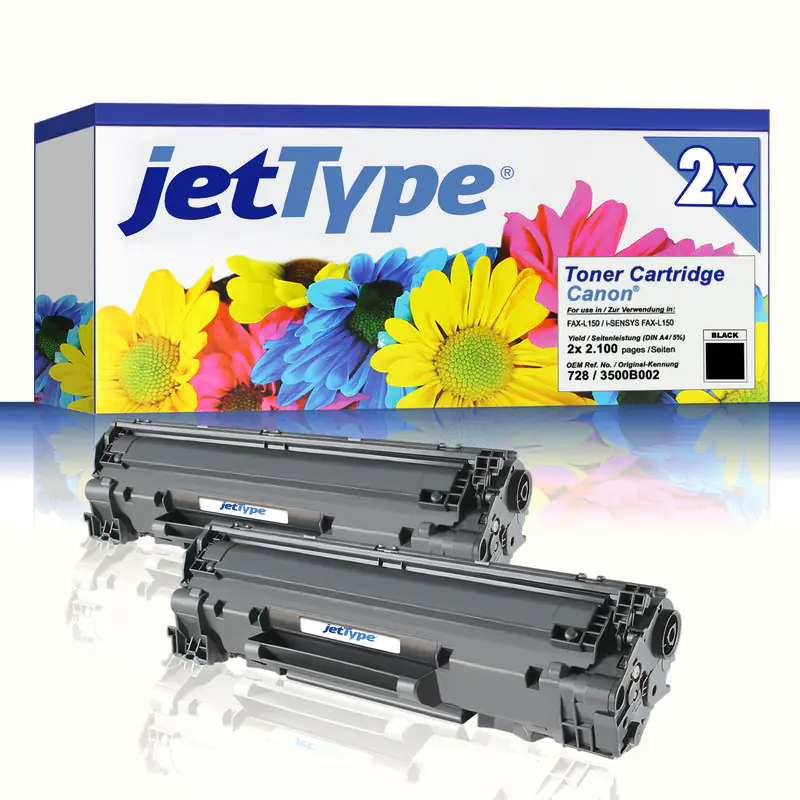 jetType Toner Doppelpack kompatibel zu Canon 3500B002 728 schwarz 2x 2.100 Seiten 2 Stück