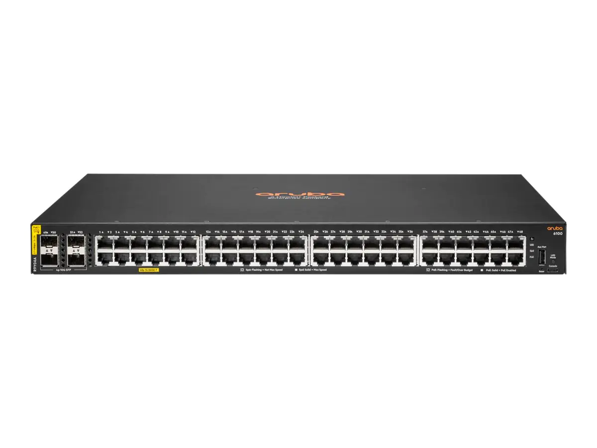 HPE Aruba Networking CX 6100 48G Class4 PoE 4SFP+ 740W Switch - Switch - L3 - managed - 48 x 10/100