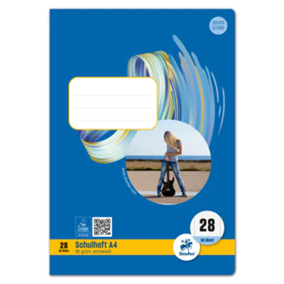 Format-X® Schulheft Style DIN A4 kariert mit Rand innen/außen 28 16 Bl.