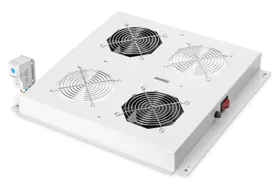 Digitus DN-19 FAN-2-N - Rack-Lüftereinsatz - mit 2 Ventilatoren, Thermostat - Hellgrau, RAL 7035 - 48.3 cm (19")