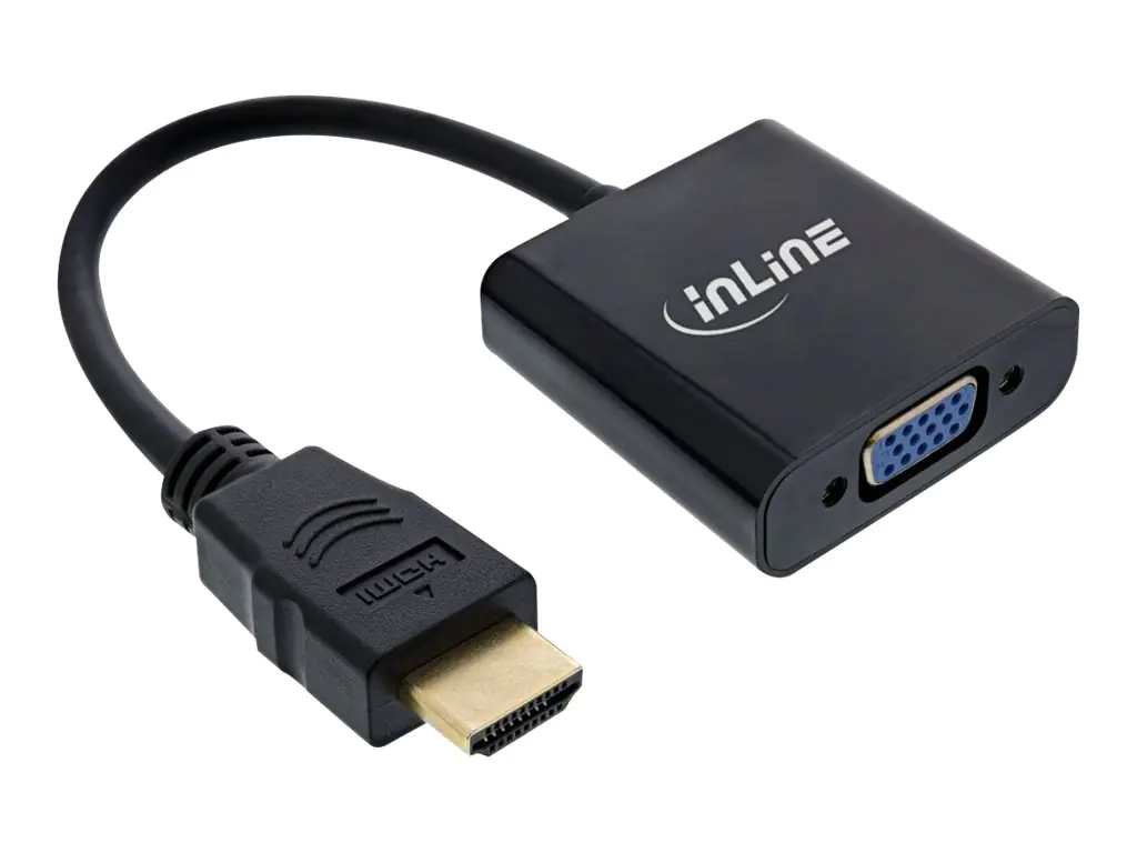 InLine - Videoadapter - HDMI männlich zu HD-15 (VGA), mini-phone stereo 3.5 mm, Micro-USB Typ B weiblich - 10 cm - Schwarz - 1080p-Unterstützung, unterstützt 1920 x 1080 bei 60 Hz