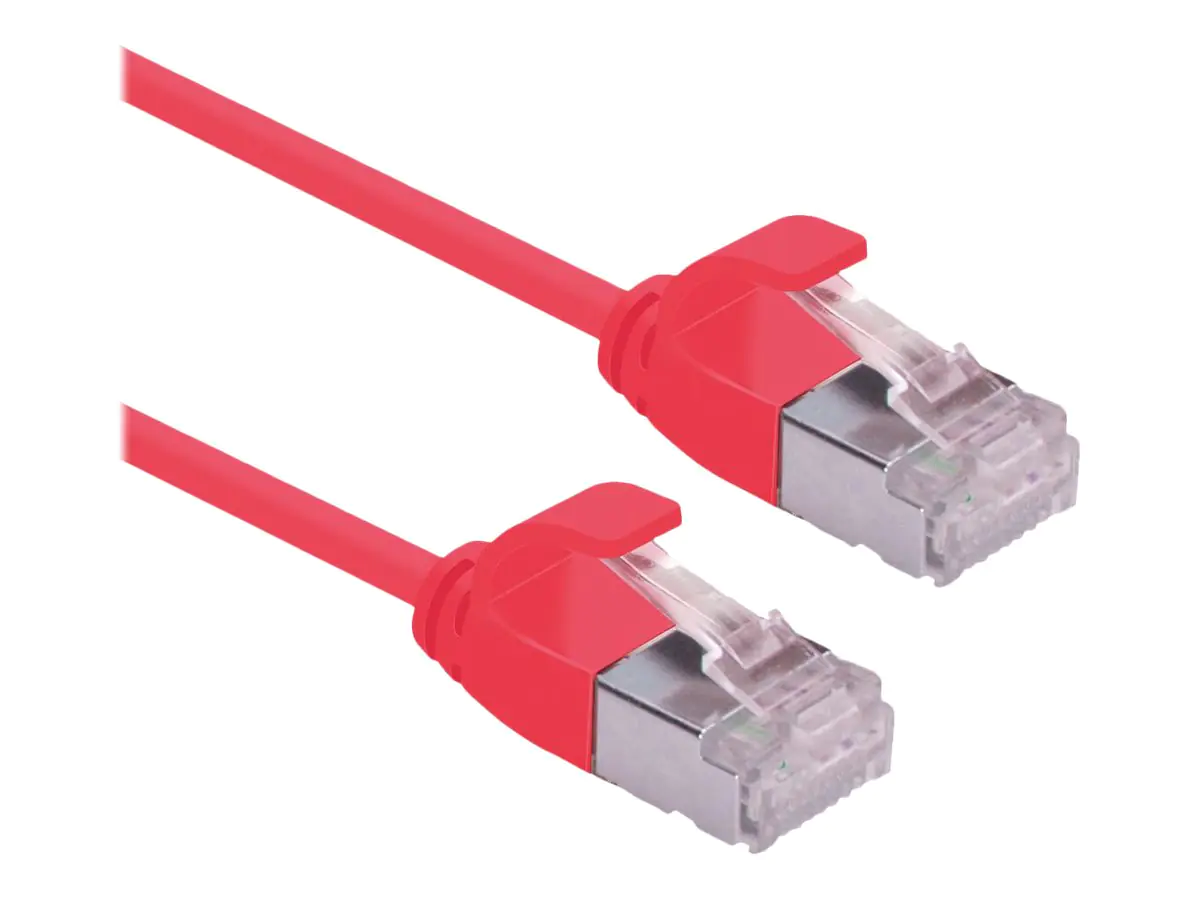 Roline Green - Patch-Kabel - RJ-45 (M) zu RJ-45 (M) - 2 m - 3.6 mm - U/FTP - CAT 6a - halogenfrei, geformt, ohne Haken, verseilt, 10 Gigabit Ethernet - Rot, Pantone 199C