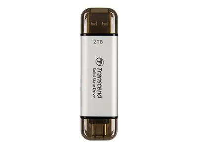 Transcend ESD310 - SSD - 2 TB - extern (tragbar) - USB 3.2 Gen 2x1 (USB-C Steckverbinder) - Silber