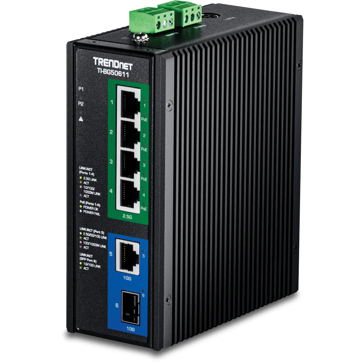 TRENDnet TI-BG50611 - Version v1.0R - Switch - industriell - 4 x 10/100/1000/2.5G (PoE++)