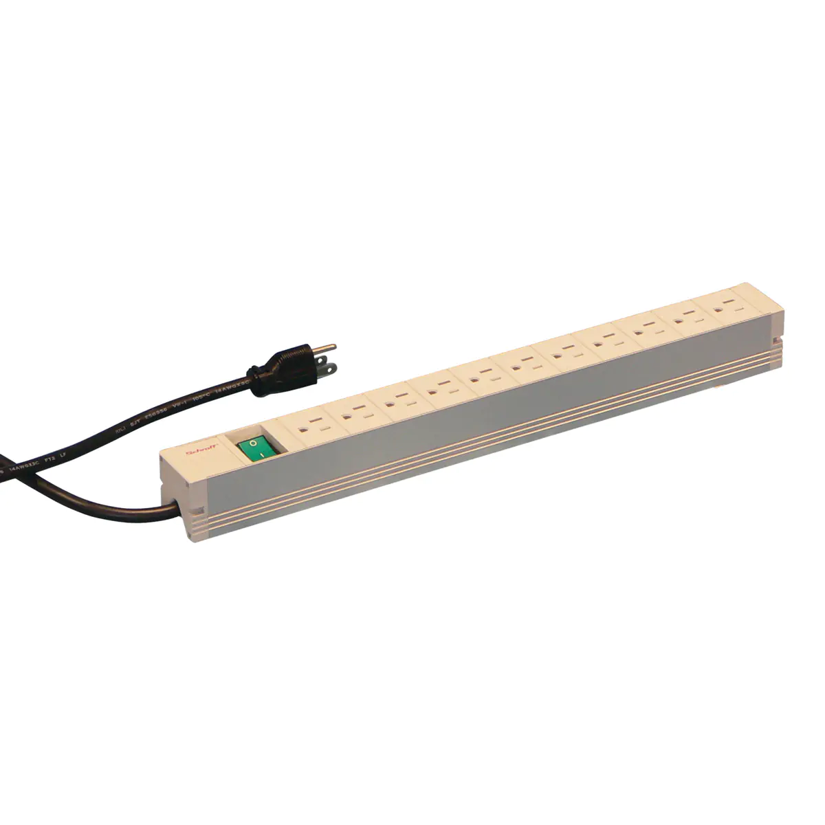 Schroff - Steckdosenleiste (Rack - einbaufähig) - Wechselstrom 115 V - Eingabe, Eingang NEMA 5-15 - Ausgangsanschlüsse: 11 (NEMA 5-15) - 1U - 48.3 cm (19") - 2 m Schnur - RAL 7035