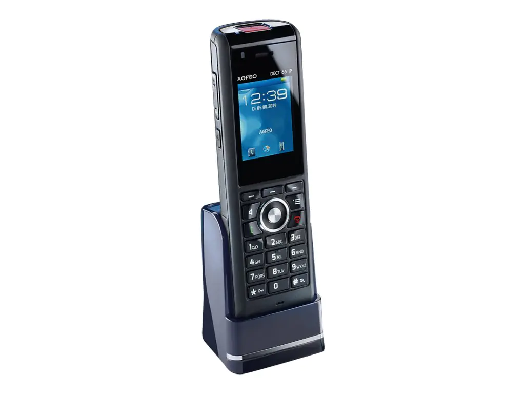 AGFEO DECT 65 IP - Schnurloses Erweiterungshandgerät - mit Bluetooth-Schnittstelle mit Rufnummernanzeige/Anklopffunktion - IP-DECT\GAP - Schwarz