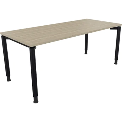 Schreibtisch Vierfuß Rundrohr B1800xT800xH680-820 an/Eiche Natur