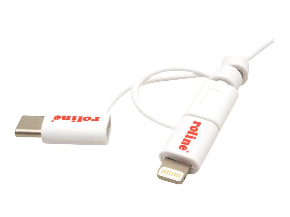 Roline - USB-Kabel - USB (M) zu Lightning/Micro-USB Type B/USB-C (M) - USB 2.0 - 1 m - weiß