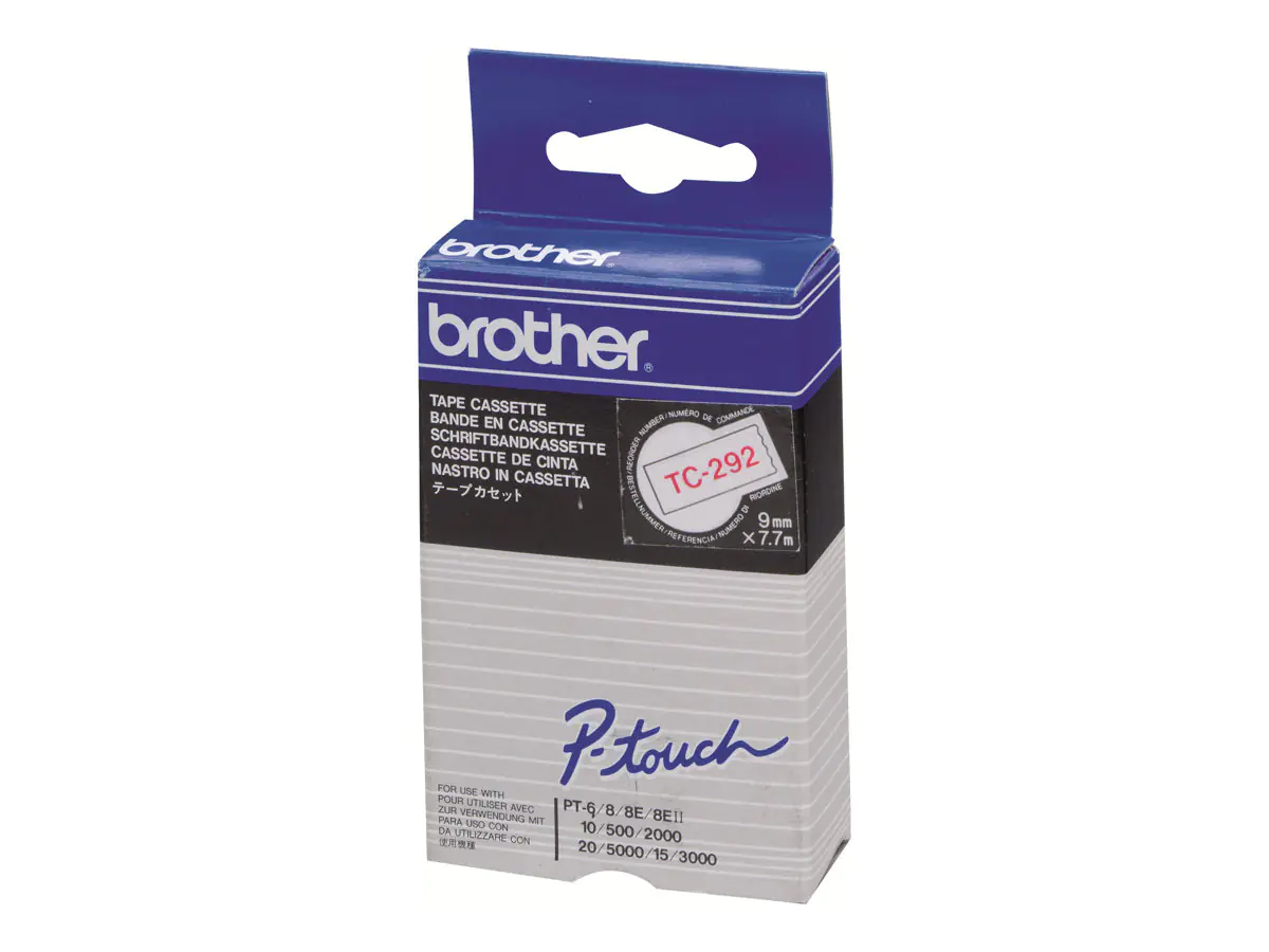 Brother - Weiß, Rot - Rolle (0,9 cm x 7,7 m) 1 Stck. Druckerband - für P-Touch PT-15, PT-20, PT-2000, PT-3000, PT-500, PT-5000, PT-6, PT-8, PT-8E