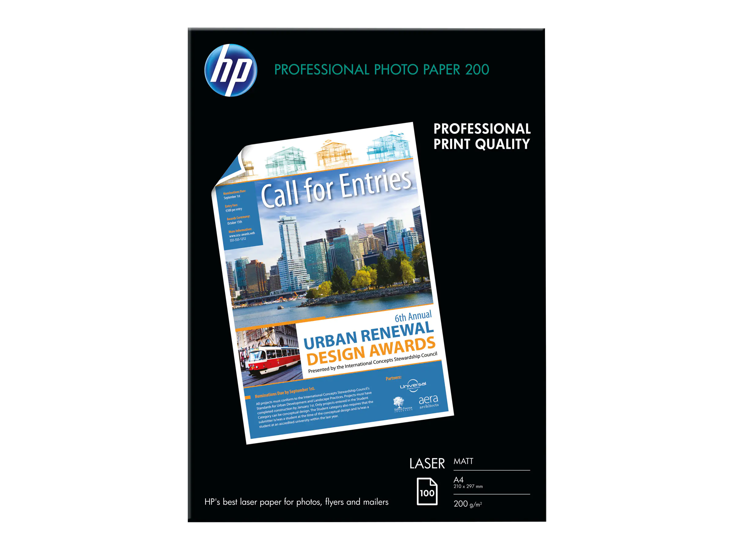HP Fotopapier Q6550A DIN A4 200 g/m² matt für Laserdrucker 100 Blatt