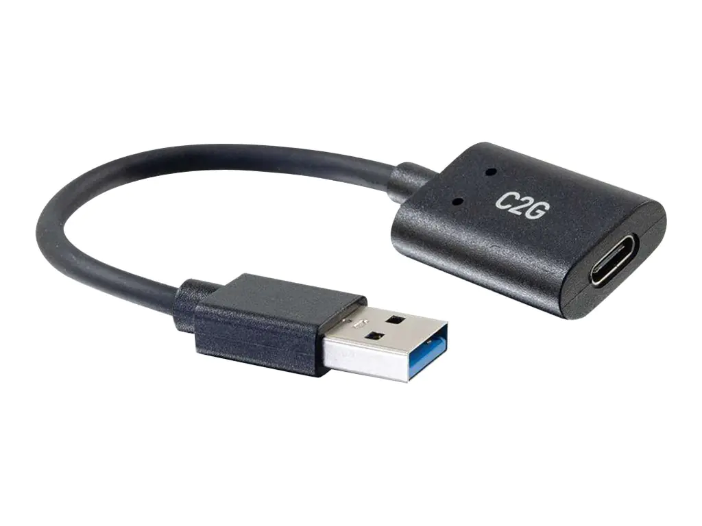 C2G USB C to USB Adapter - SuperSpeed USB Adapter - 5Gbps - F/M - USB-Adapter - 24 pin USB-C (W) umkehrbar zu USB Typ A (M) - USB 3.0 - 15.2 cm - geformt - Schwarz